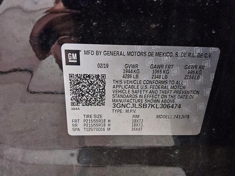 Auction sale of the 2019 Chevrolet Trax, vin: 3GNCJLSB7KL306474, lot number: 59566076