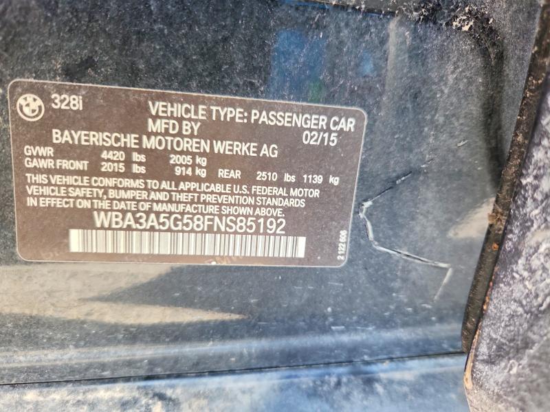 59896296 :رقم المزاد ، WBA3A5G58FNS85192 vin ، 2015 Bmw 328 مزاد بيع
