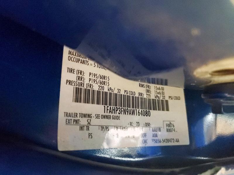 2010 Ford Focus მანქანა იყიდება აუქციონზე, vin: 1FAHP3FN9AW164080, აუქციონის ნომერი: 61708036