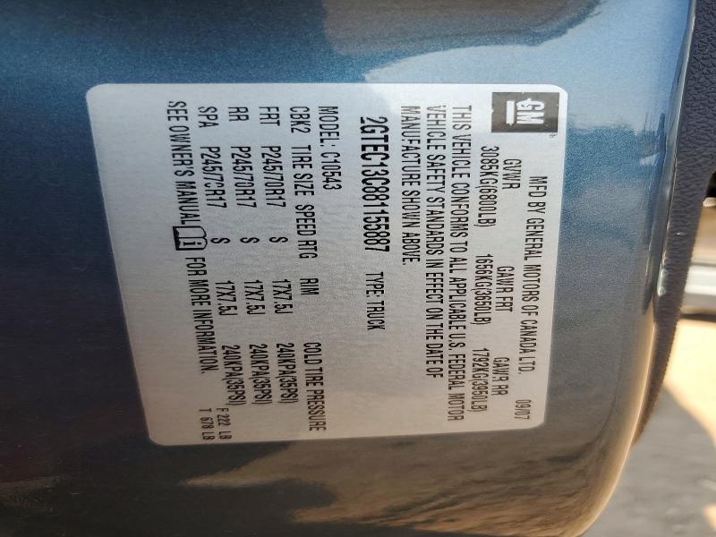 62791156 :رقم المزاد ، 2GTEC13C881155887 vin ، 2008 Gmc Sierra مزاد بيع