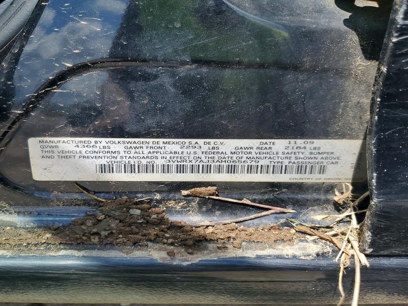 61138516 :رقم المزاد ، 3VWRX7AJ3AM065679 vin ، 2010 Volkswagen Jetta مزاد بيع