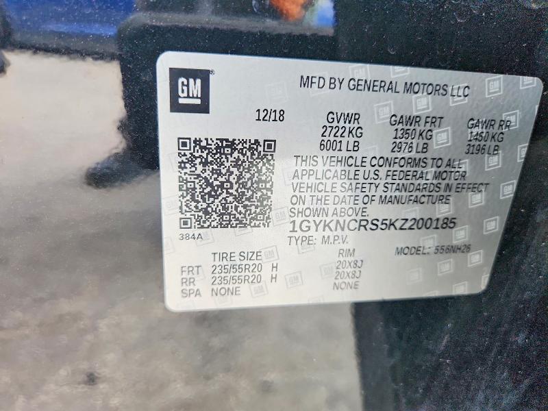 62465036 :رقم المزاد ، 1GYKNCRS5KZ200185 vin ، 2019 Cadillac Xt5 مزاد بيع