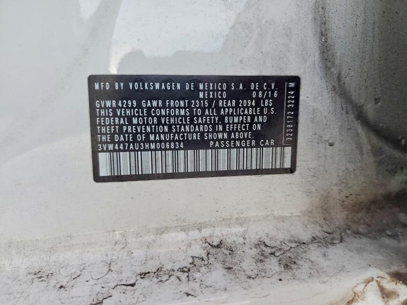 Aukcja sprzedaży 2017 Volkswagen Gti, vin: 3VW447AU3HM006834, numer aukcji: 62021806