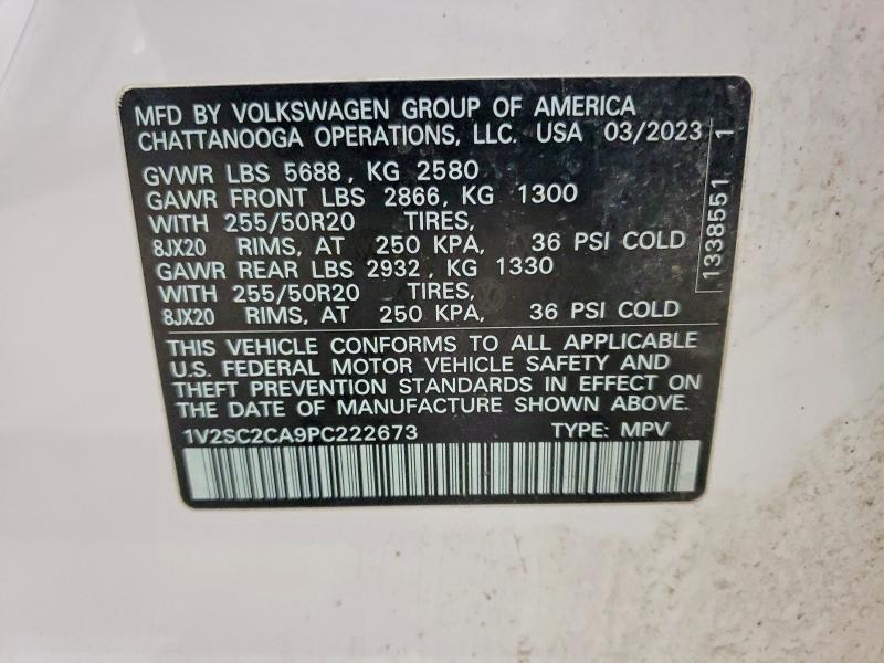 2023 Volkswagen Atlas Cross Sport მანქანა იყიდება აუქციონზე, vin: 1V2SC2CA9PC222673, აუქციონის ნომერი: 60965056