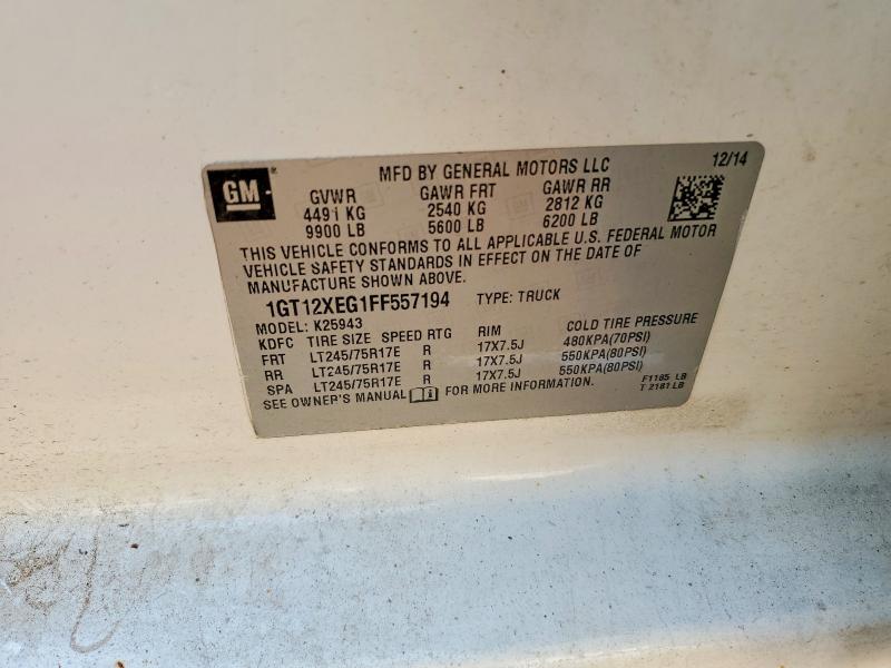 2015 Gmc Sierra მანქანა იყიდება აუქციონზე, vin: 1GT12XEG1FF557194, აუქციონის ნომერი: 60994666