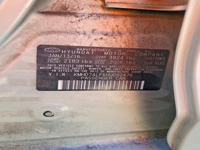 Продаж на аукціоні авто 2017 Hyundai Elantra, vin: KMHD74LF6HU092476, номер лоту: 61542626