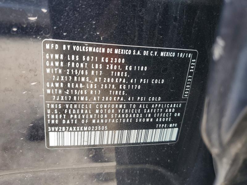 Продажа на аукционе авто 2019 Volkswagen Tiguan, vin: 3VV2B7AXXKM023505, номер лота: 59991196