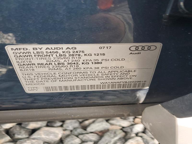Aukcja sprzedaży 2018 Audi Q5, vin: WA1ANAFY9J2029618, numer aukcji: 62130096