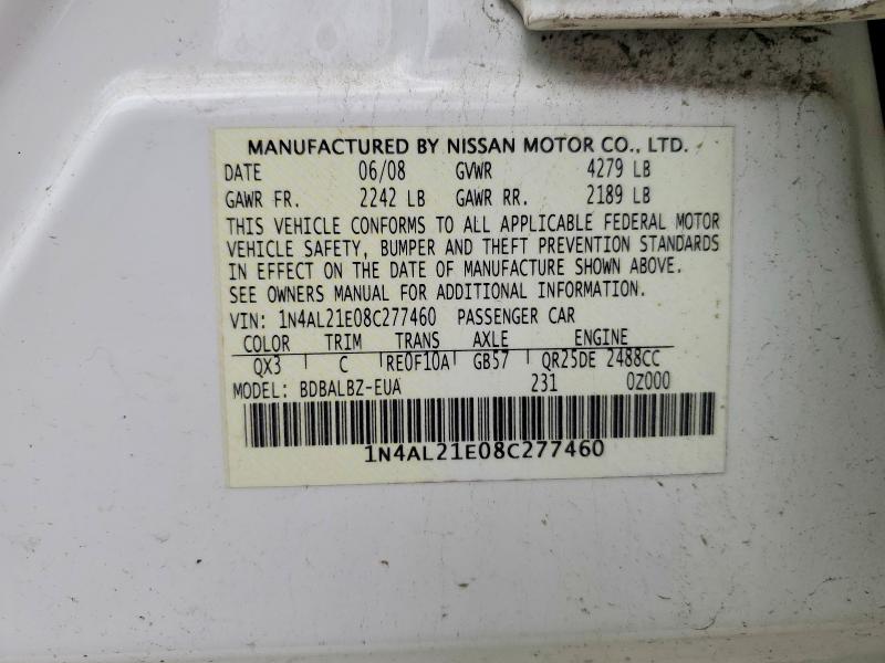Aukcja sprzedaży 2008 Nissan Altima, vin: 1N4AL21E08C277460, numer aukcji: 59875766