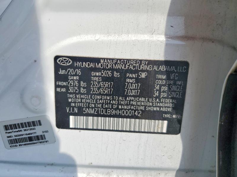 Продажа на аукционе авто 2017 Hyundai Santa Fe Sport, vin: 5NMZTDLB9HH000142, номер лота: 59656356