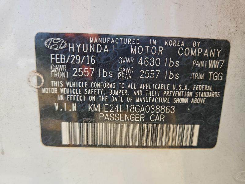 Продажа на аукционе авто 2016 Hyundai Sonata Hybrid, vin: KMHE24L18GA038863, номер лота: 62621006