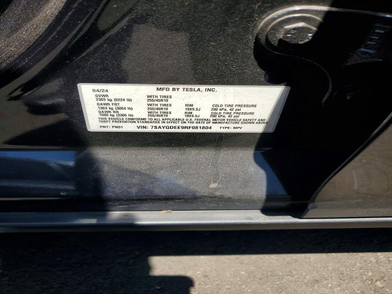 Продажа на аукционе авто 2024 Tesla Model Y, vin: 7SAYGDEE9RF081804, номер лота: 62345176
