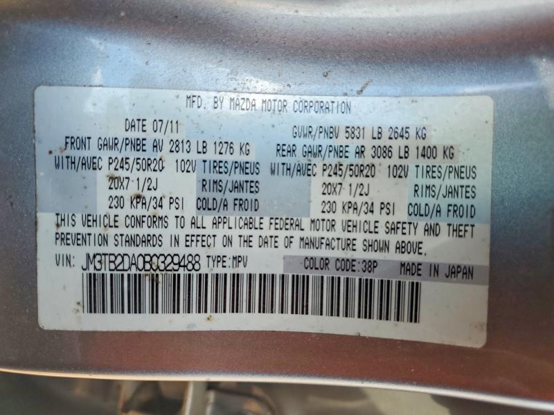 Aukcja sprzedaży 2011 Mazda Cx-9, vin: JM3TB2DA0B0329488, numer aukcji: 60044786