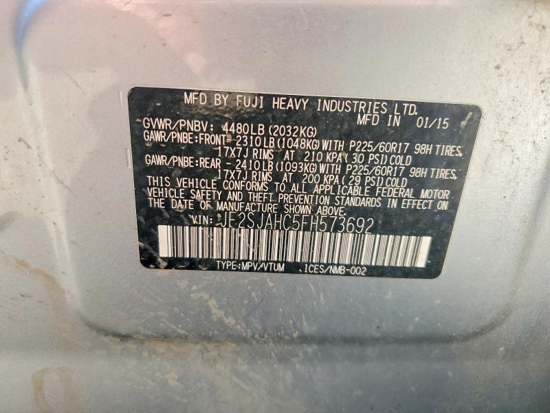 Aukcja sprzedaży 2015 Subaru Forester, vin: JF2SJAHC5FH573692, numer aukcji: 62316846