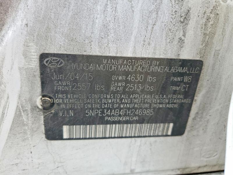 2015 Hyundai Sonata მანქანა იყიდება აუქციონზე, vin: 5NPE34AB4FH246985, აუქციონის ნომერი: 58952396
