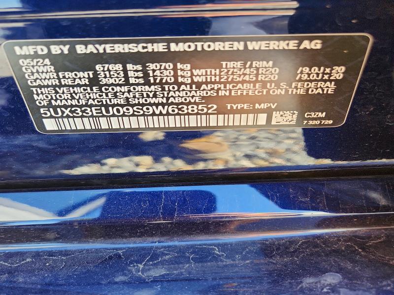 62588726 :رقم المزاد ، 5UX33EU09S9W63852 vin ، 2025 Bmw X5 مزاد بيع