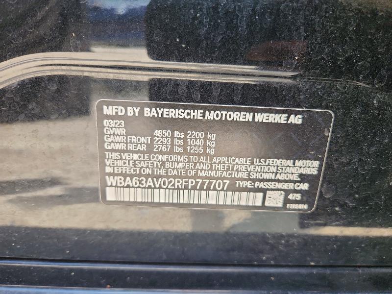 2024 Bmw 430i მანქანა იყიდება აუქციონზე, vin: WBA63AV02RFP77707, აუქციონის ნომერი: 61410246