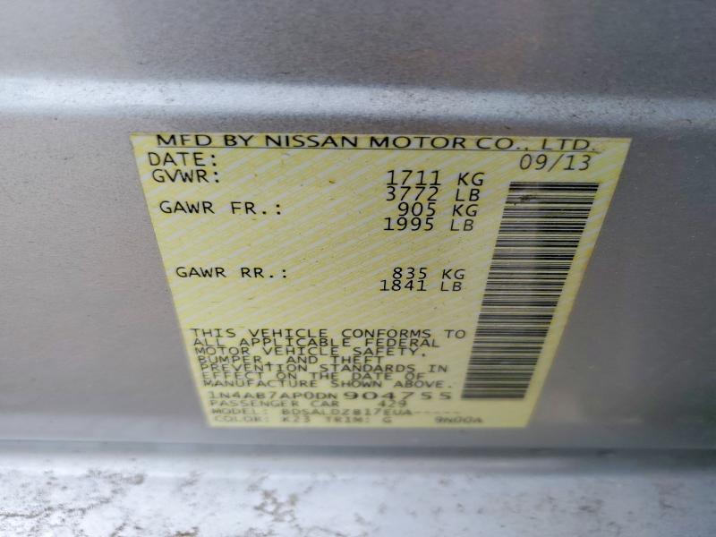 Aukcja sprzedaży 2013 Nissan Sentra, vin: 1N4AB7AP0DN904755, numer aukcji: 61133386