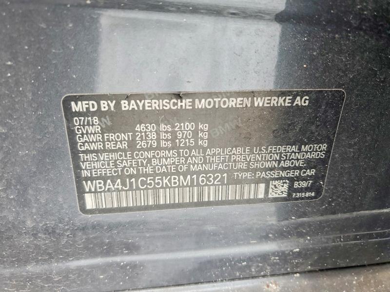 Aukcja sprzedaży 2019 Bmw 430i, vin: WBA4J1C55KBM16321, numer aukcji: 61197046
