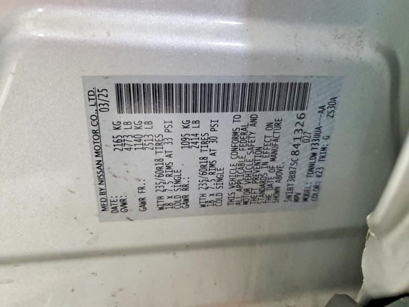 61582736 :رقم المزاد ، 5N1BT3BB7SC841326 vin ، 2025 Nissan Rogue مزاد بيع