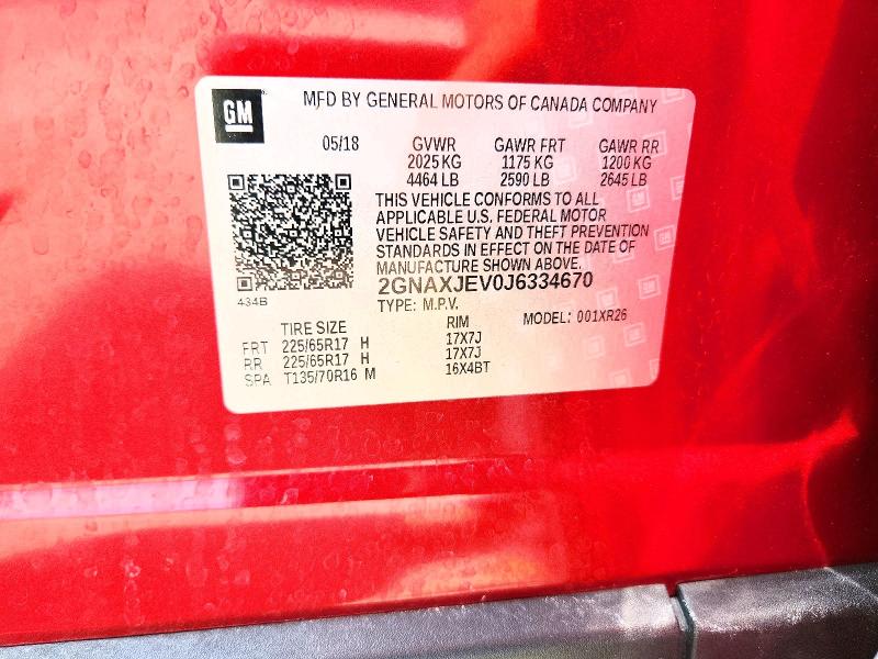 59668666 :رقم المزاد ، 2GNAXJEV0J6334670 vin ، 2018 Chevrolet Equinox مزاد بيع