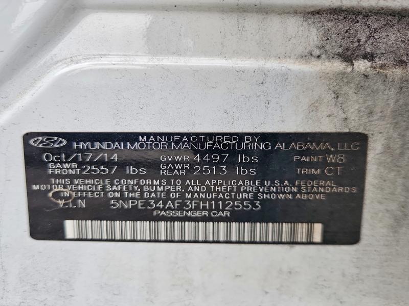 2015 Hyundai Sonata მანქანა იყიდება აუქციონზე, vin: 5NPE34AF3FH112553, აუქციონის ნომერი: 61146246