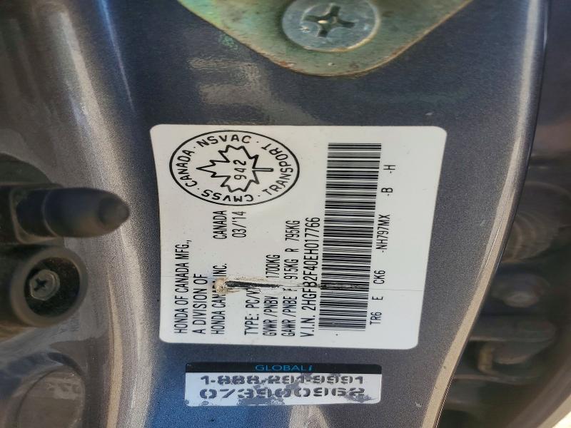 2014 Honda Civic მანქანა იყიდება აუქციონზე, vin: 2HGFB2F40EH017766, აუქციონის ნომერი: 59994526