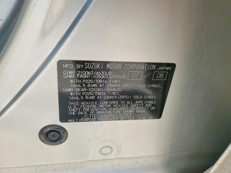 Продаж на аукціоні авто 2009 Suzuki Grand Vitara, vin: JS3TE044494100783, номер лоту: 61954346