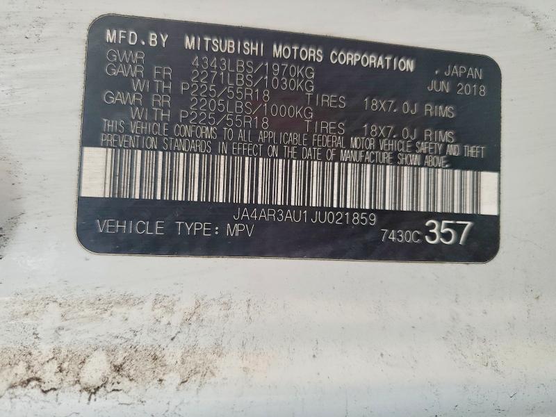 Auction sale of the 2018 Mitsubishi Outlander Sport, vin: JA4AR3AU1JU021859, lot number: 61552296