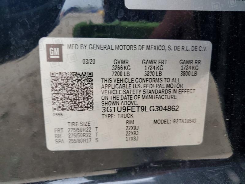 Aukcja sprzedaży 2020 Gmc Sierra, vin: 3GTU9FET9LG304862, numer aukcji: 61984026