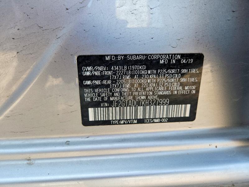 Продажа на аукционе авто 2019 Subaru Crosstrek, vin: JF2GTADC7KH327999, номер лота: 60409586