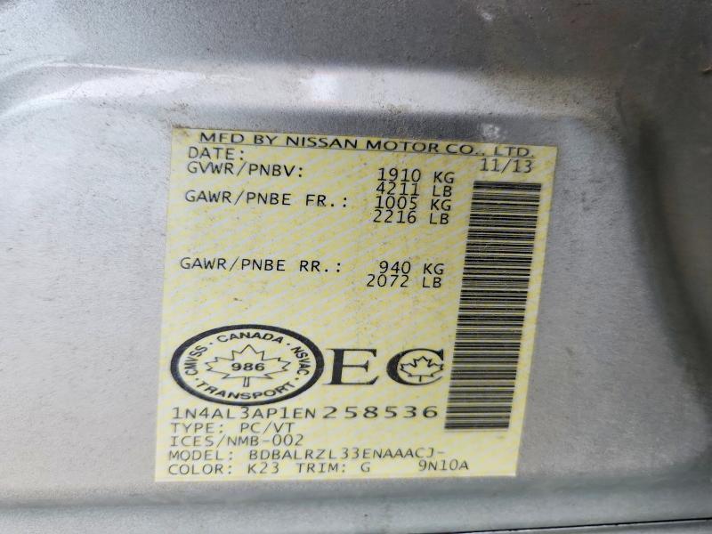 Aukcja sprzedaży 2014 Nissan Altima, vin: 1N4AL3AP1EN258536, numer aukcji: 60134916