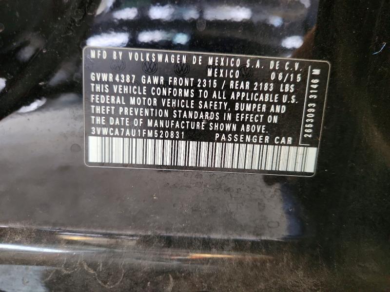 60192066 :رقم المزاد ، 3VWCA7AU1FM520831 vin ، 2015 Volkswagen Golf Sportwagen مزاد بيع