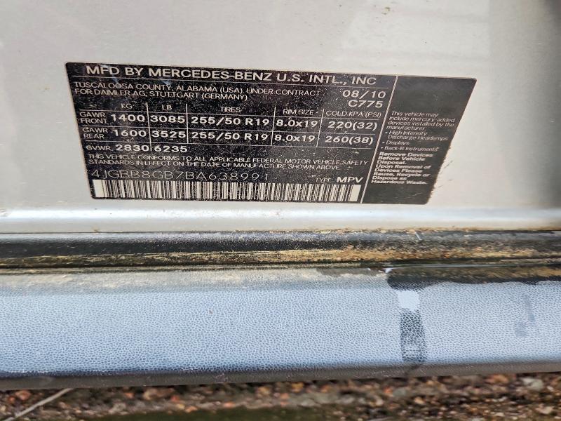 Auction sale of the 2011 Mercedes-benz Ml, vin: 4JGBB8GB7BA638991, lot number: 62239856