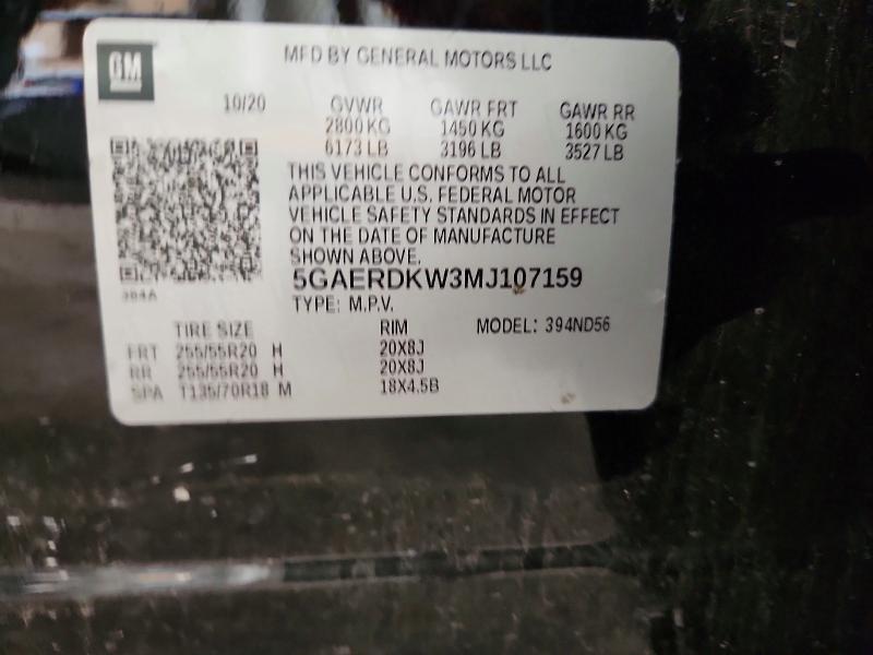 Aukcja sprzedaży 2021 Buick Enclave, vin: 5GAERDKW3MJ107159, numer aukcji: 60717986