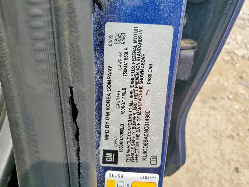 Продаж на аукціоні авто 2022 Chevrolet Spark, vin: KL8CD6SA0NC014960, номер лоту: 61914106