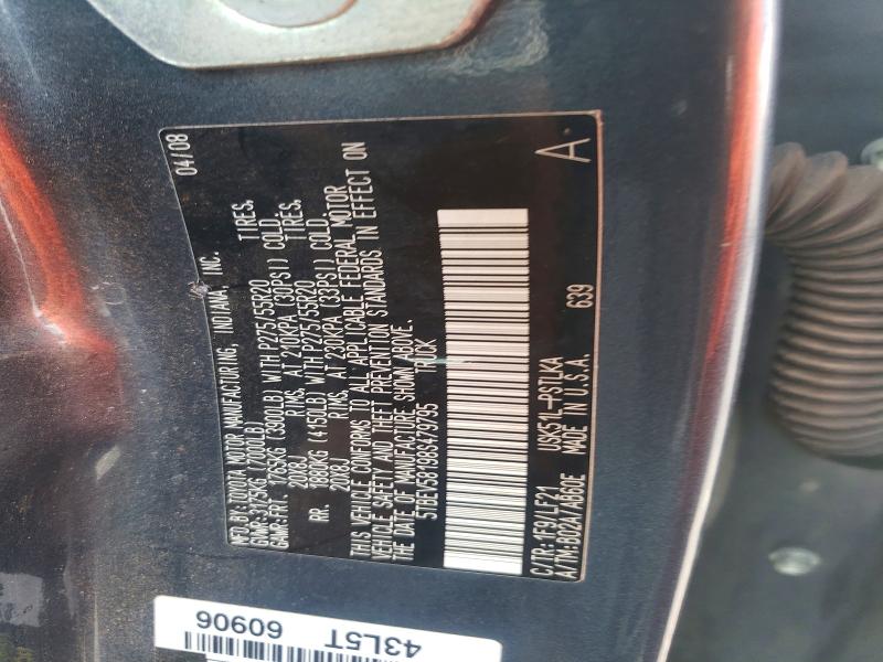2008 Toyota Tundra მანქანა იყიდება აუქციონზე, vin: 5TBEV58198S479795, აუქციონის ნომერი: 62518586