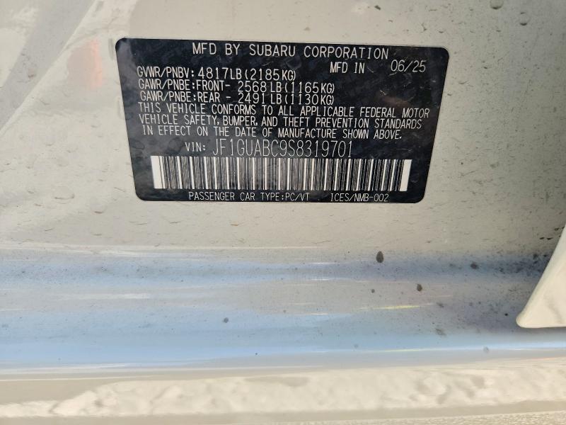 61425976 :رقم المزاد ، JF1GUABC9S8319701 vin ، 2025 Subaru Impreza مزاد بيع