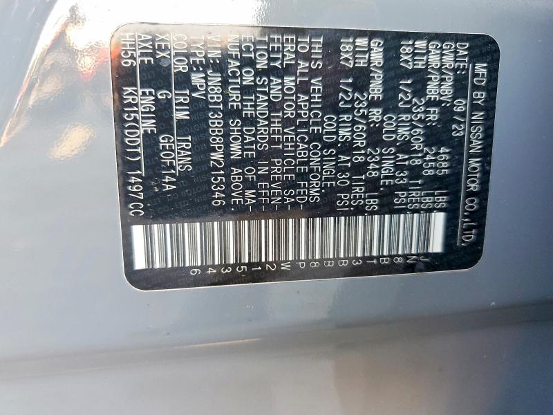 60914726 :رقم المزاد ، JN8BT3BB8PW215346 vin ، 2023 Nissan Rogue مزاد بيع