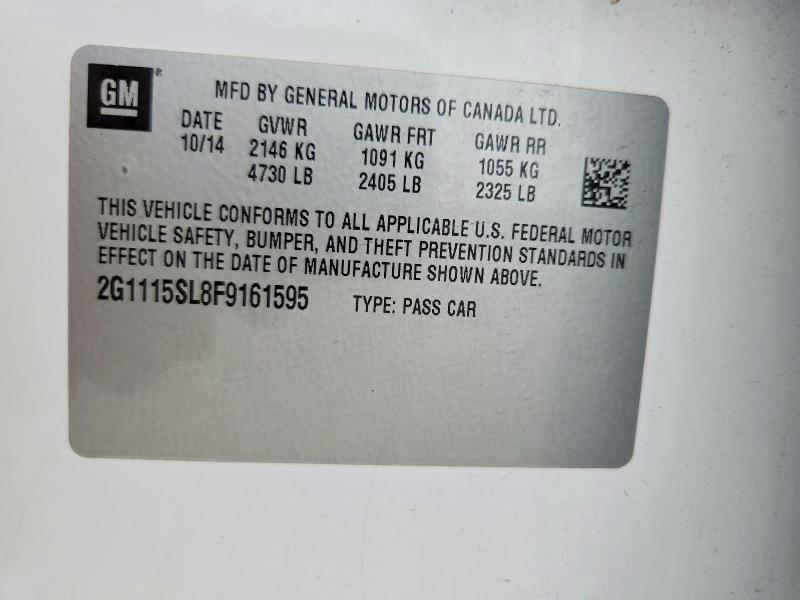 2015 Chevrolet Impala მანქანა იყიდება აუქციონზე, vin: 2G1115SL8F9161595, აუქციონის ნომერი: 62266366