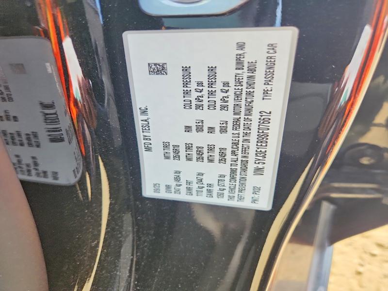 60225586 :رقم المزاد ، 5YJ3E1EB9SF076612 vin ، 2025 Tesla Model 3 مزاد بيع