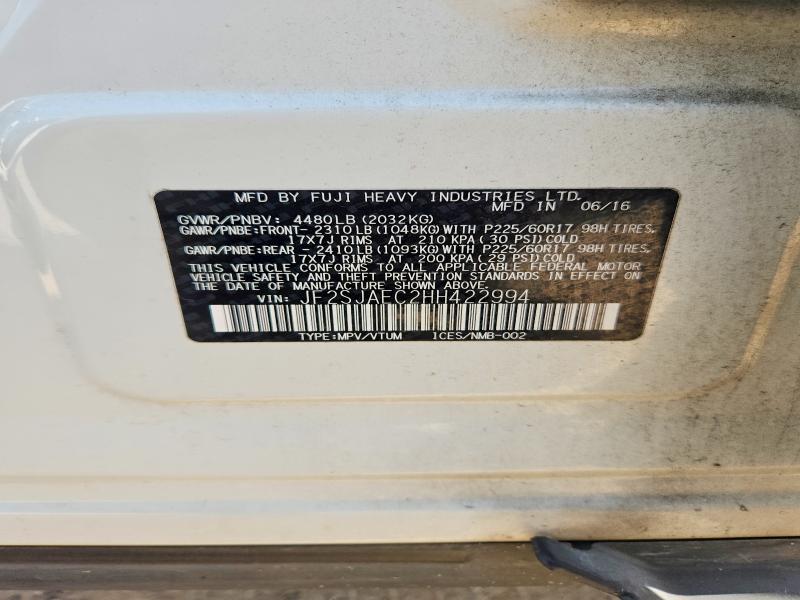 Aukcja sprzedaży 2017 Subaru Forester, vin: JF2SJAEC2HH422994, numer aukcji: 60895986