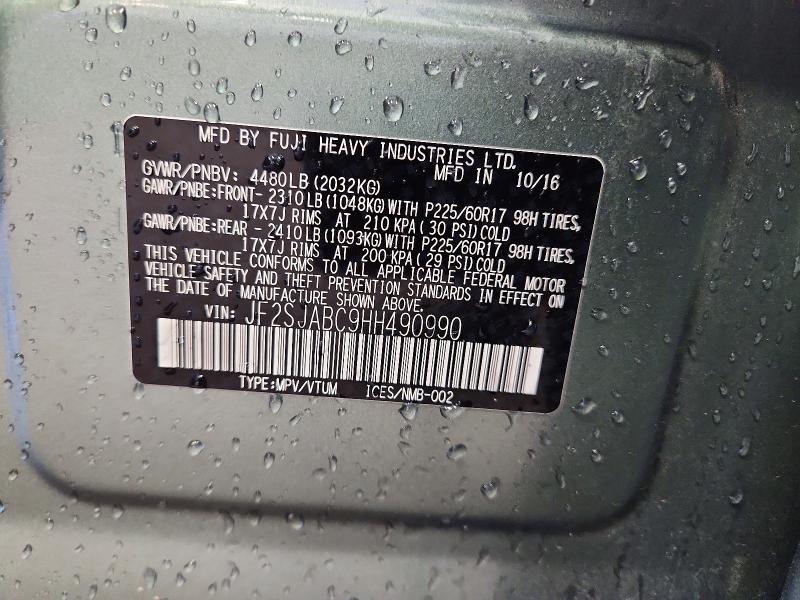 Aukcja sprzedaży 2017 Subaru Forester, vin: JF2SJABC9HH490990, numer aukcji: 56985536