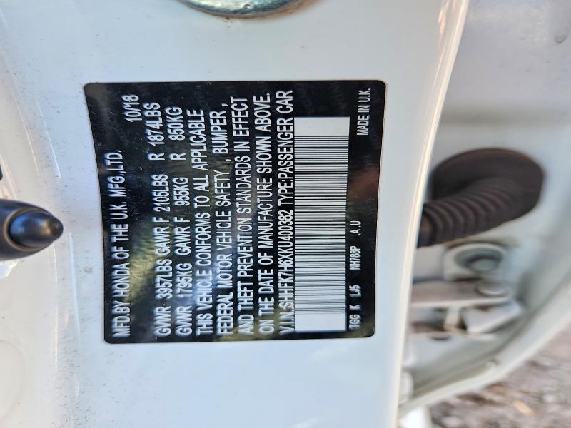 2019 Honda Civic მანქანა იყიდება აუქციონზე, vin: SHHFK7H6XKU400382, აუქციონის ნომერი: 61774546
