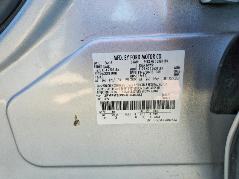 2018 Ford Edge მანქანა იყიდება აუქციონზე, vin: 2FMPK3G95JBC40283, აუქციონის ნომერი: 63303506