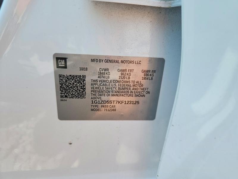 2019 Chevrolet Malibu მანქანა იყიდება აუქციონზე, vin: 1G1ZD5ST7KF123125, აუქციონის ნომერი: 61210636