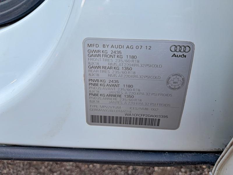 Продаж на аукціоні авто 2013 Audi Q5, vin: WA1CFCFP2DA003395, номер лоту: 61447496