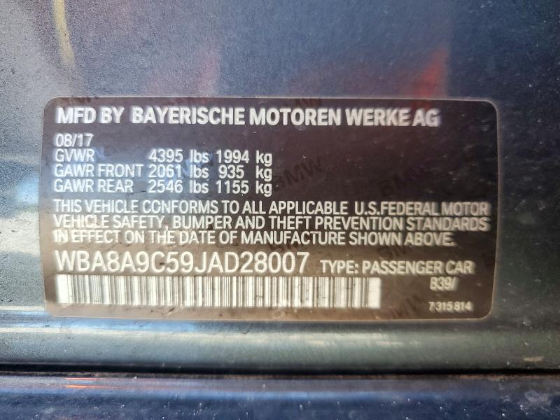 2018 Bmw 320 მანქანა იყიდება აუქციონზე, vin: WBA8A9C59JAD28007, აუქციონის ნომერი: 59272486