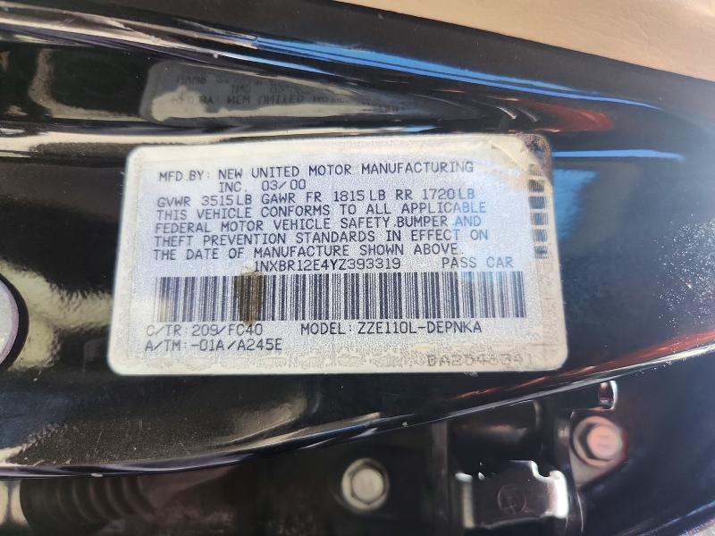Продаж на аукціоні авто 2000 Toyota Corolla, vin: 1NXBR12E4YZ393319, номер лоту: 61438876