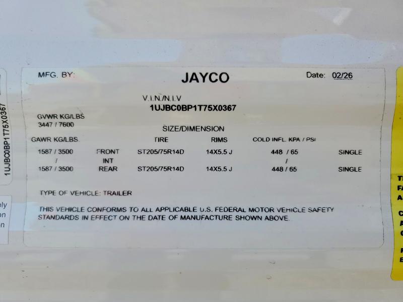 Aukcja sprzedaży 2026 Jayc Jay Flight Slx Serie, vin: 1UJBC0BP1T75X0367, numer aukcji: 62305026